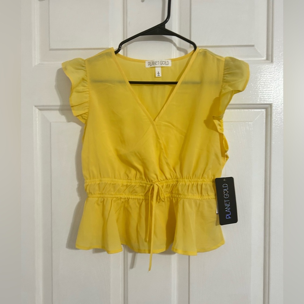 Planet Gold Sunny Yellow Ruffle Blouse